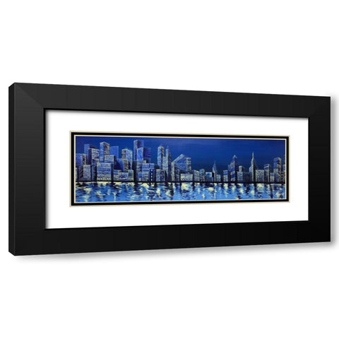 Blue Skyline Black Modern Wood Framed Art Print with Double Matting by Atelier B Art Studio