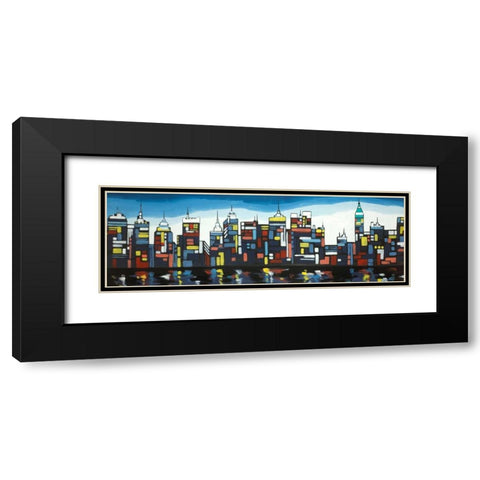 Colorful Skyline Black Modern Wood Framed Art Print with Double Matting by Atelier B Art Studio