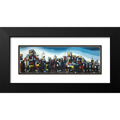 Colorful City Black Modern Wood Framed Art Print with Double Matting by Atelier B Art Studio