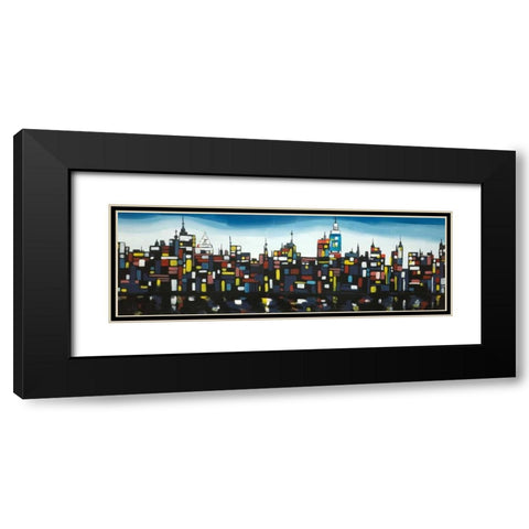 Colorful Buildings Black Modern Wood Framed Art Print with Double Matting by Atelier B Art Studio