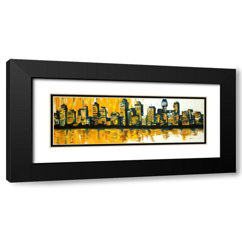 Yellow City Black Modern Wood Framed Art Print with Double Matting by Atelier B Art Studio