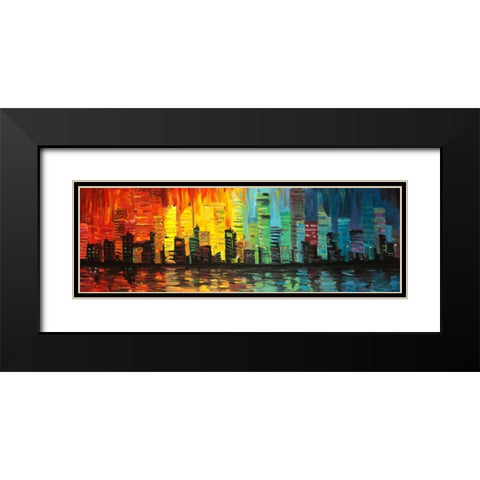 City with shade of colors Black Modern Wood Framed Art Print with Double Matting by Atelier B Art Studio
