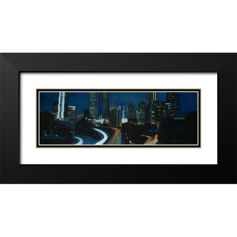 ATLANTA AT NIGHT Black Modern Wood Framed Art Print with Double Matting by Atelier B Art Studio