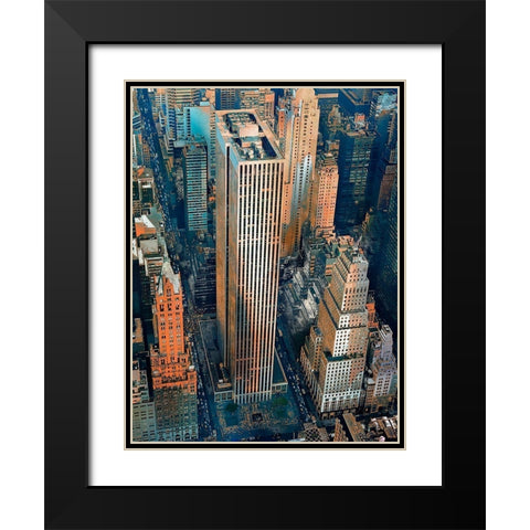 GENERAL MOTORS BUILDING Black Modern Wood Framed Art Print with Double Matting by Atelier B Art Studio