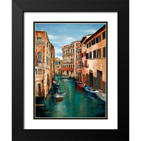 MAGICAL VENICE CANAL Black Modern Wood Framed Art Print with Double Matting by Atelier B Art Studio