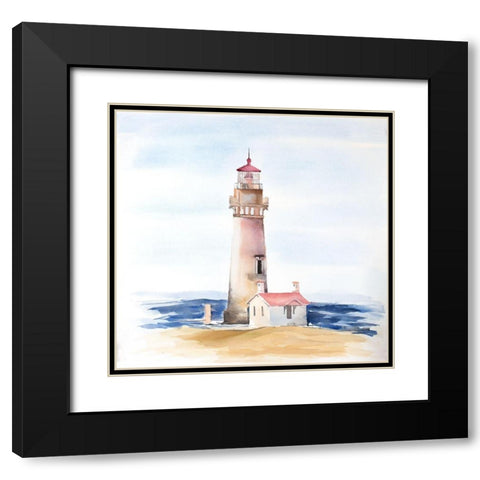 Oregons Yaquina Head Lighthouse Black Modern Wood Framed Art Print with Double Matting by Atelier B Art Studio