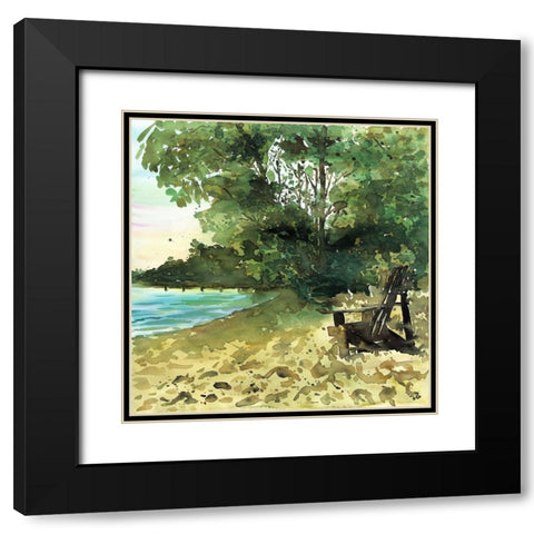 DAY AT THE LAKE Black Modern Wood Framed Art Print with Double Matting by Atelier B Art Studio