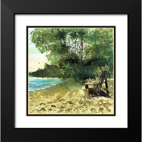 DAY AT THE LAKE Black Modern Wood Framed Art Print with Double Matting by Atelier B Art Studio