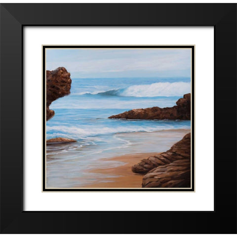 Rocks and Seaside Black Modern Wood Framed Art Print with Double Matting by Atelier B Art Studio