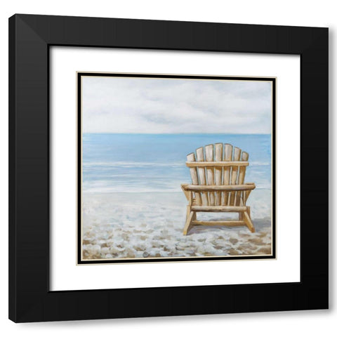 Wood Beach Chair Black Modern Wood Framed Art Print with Double Matting by Atelier B Art Studio
