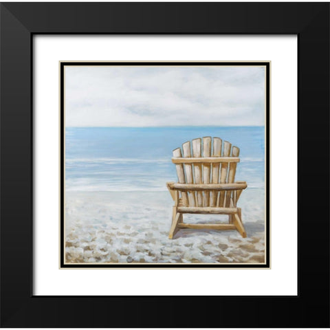 Wood Beach Chair Black Modern Wood Framed Art Print with Double Matting by Atelier B Art Studio