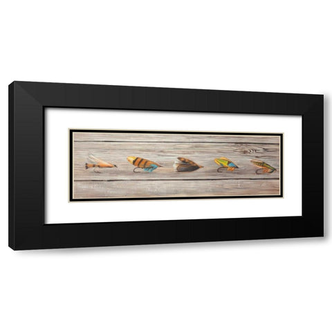 Fishing Flies Black Modern Wood Framed Art Print with Double Matting by Atelier B Art Studio