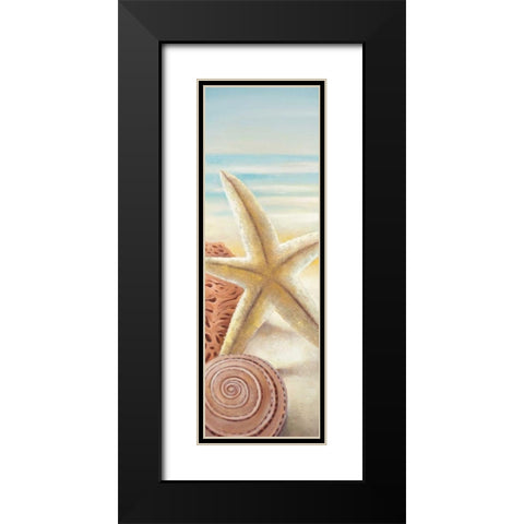 Starfish and Seashells at the Beach Black Modern Wood Framed Art Print with Double Matting by Atelier B Art Studio