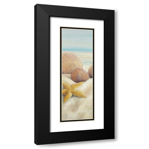 Starfish and Seashells View on the Beach Black Modern Wood Framed Art Print with Double Matting by Atelier B Art Studio
