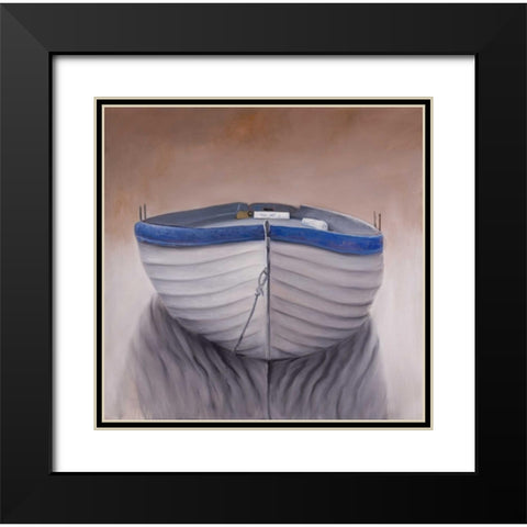 Canoe Boat Black Modern Wood Framed Art Print with Double Matting by Atelier B Art Studio