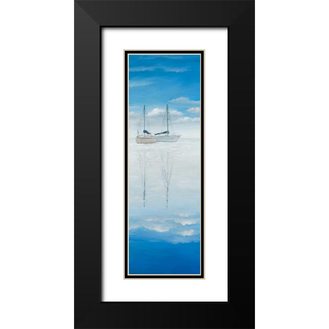 Two Sailboats on the Quiet Lake Black Modern Wood Framed Art Print with Double Matting by Atelier B Art Studio