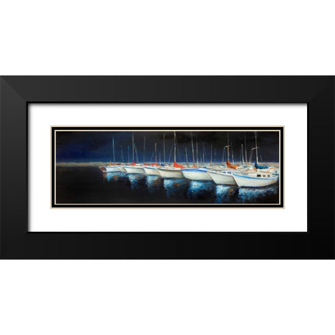 Fishing Boats at the Marina Black Modern Wood Framed Art Print with Double Matting by Atelier B Art Studio