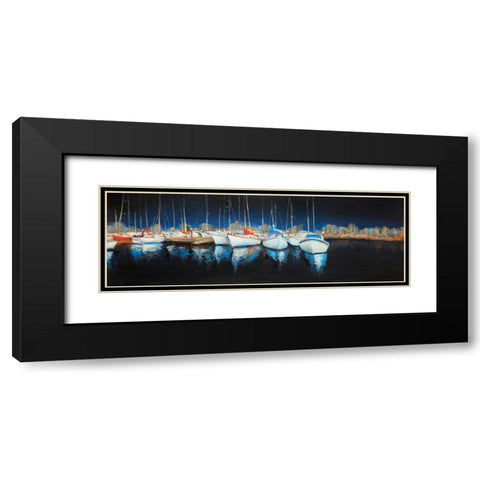 Evening at the Marina Black Modern Wood Framed Art Print with Double Matting by Atelier B Art Studio