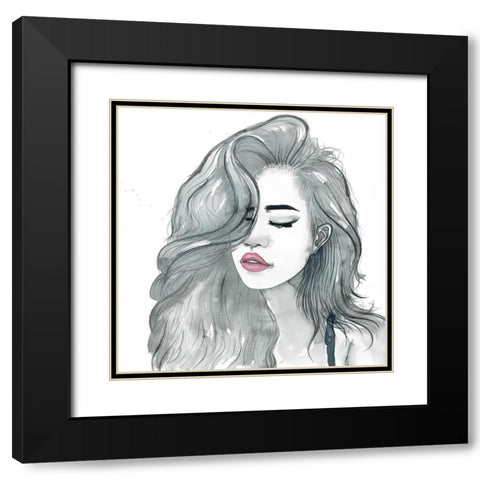 BEAUTIFUL FEMALE HAIR Black Modern Wood Framed Art Print with Double Matting by Atelier B Art Studio