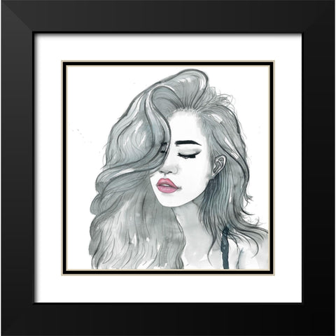 BEAUTIFUL FEMALE HAIR Black Modern Wood Framed Art Print with Double Matting by Atelier B Art Studio