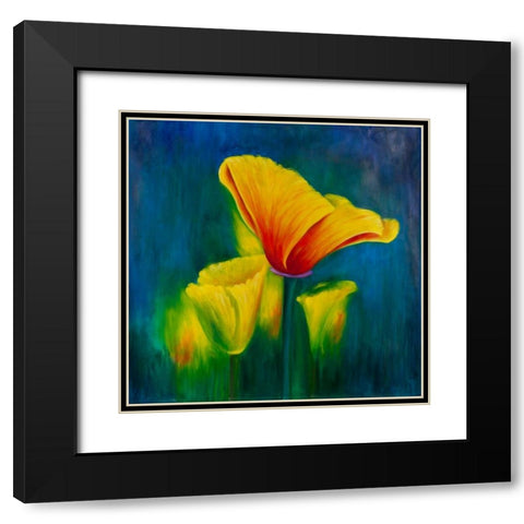 Beautiful Colorful Flowers Black Modern Wood Framed Art Print with Double Matting by Atelier B Art Studio