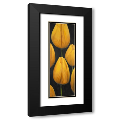 Six Daffodils Flowers Black Modern Wood Framed Art Print with Double Matting by Atelier B Art Studio