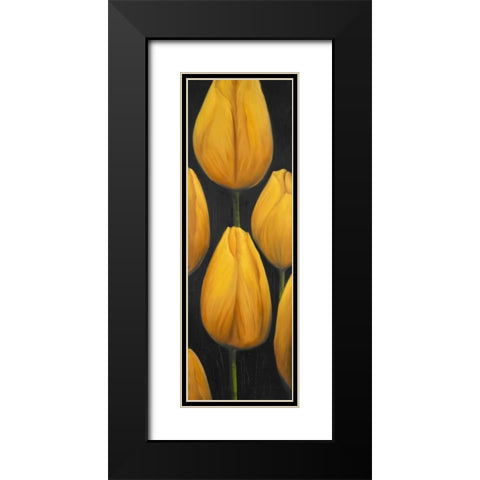 Six Daffodils Flowers Black Modern Wood Framed Art Print with Double Matting by Atelier B Art Studio