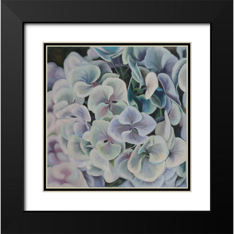 Colorful Hydrangea Flowers Black Modern Wood Framed Art Print with Double Matting by Atelier B Art Studio