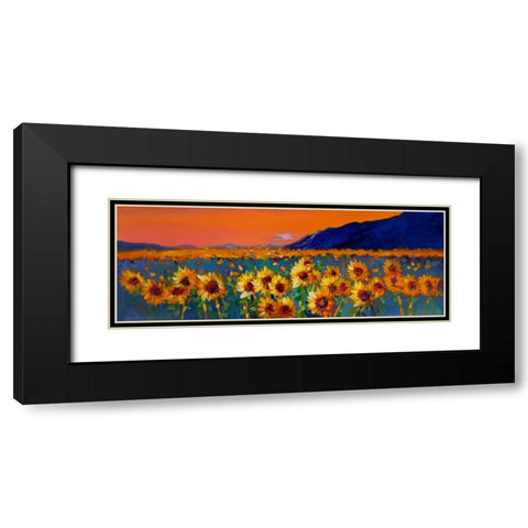 Sunflower Fields Black Modern Wood Framed Art Print with Double Matting by Atelier B Art Studio