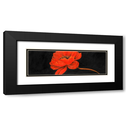 Red Petal Flower Black Modern Wood Framed Art Print with Double Matting by Atelier B Art Studio