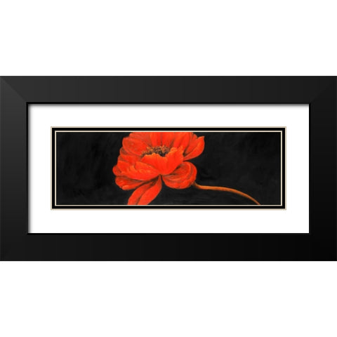 Red Petal Flower Black Modern Wood Framed Art Print with Double Matting by Atelier B Art Studio