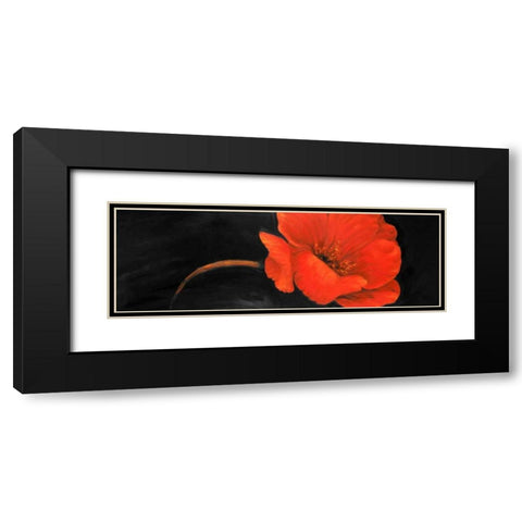 Red Flower Black Modern Wood Framed Art Print with Double Matting by Atelier B Art Studio