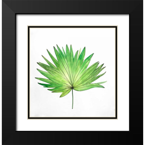 Fan Palm Leaf Black Modern Wood Framed Art Print with Double Matting by Atelier B Art Studio