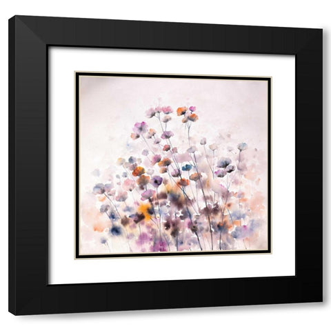 Wild Flowers Black Modern Wood Framed Art Print with Double Matting by Atelier B Art Studio