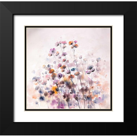 Wild Flowers Black Modern Wood Framed Art Print with Double Matting by Atelier B Art Studio