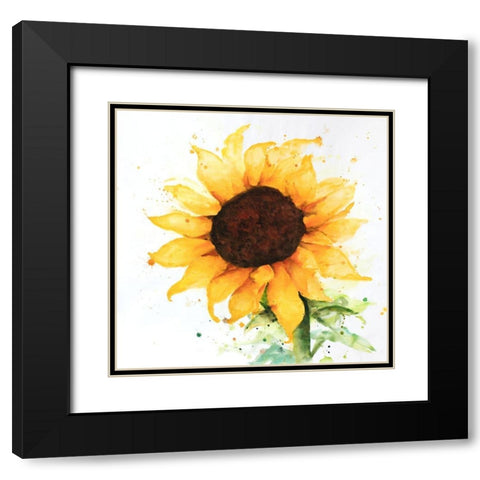 SUNFLOWER Black Modern Wood Framed Art Print with Double Matting by Atelier B Art Studio