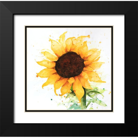 SUNFLOWER Black Modern Wood Framed Art Print with Double Matting by Atelier B Art Studio