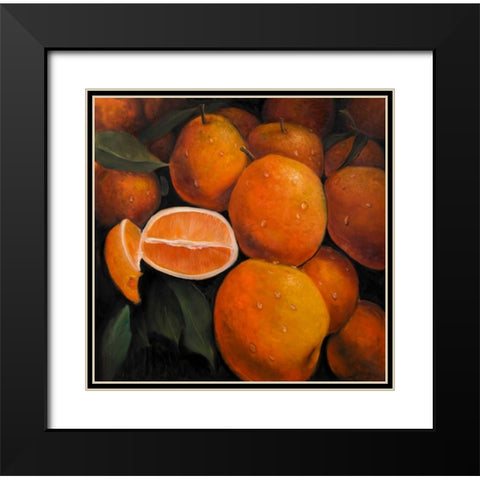 Basket of Oranges Fruit Black Modern Wood Framed Art Print with Double Matting by Atelier B Art Studio