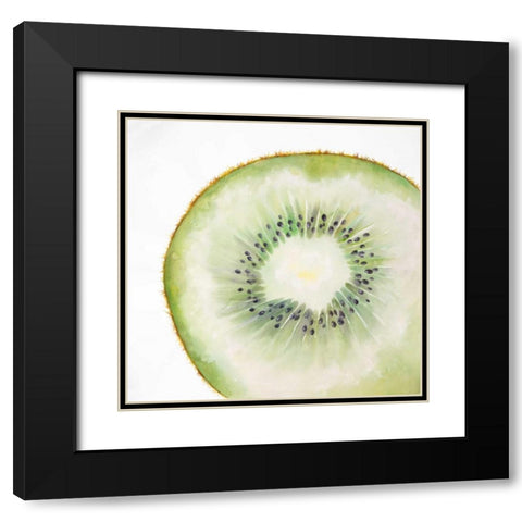 Kiwi Slice Black Modern Wood Framed Art Print with Double Matting by Atelier B Art Studio