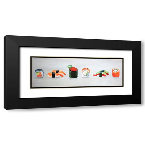 SIX PIECES SUSHI ASSORTMENT Black Modern Wood Framed Art Print with Double Matting by Atelier B Art Studio