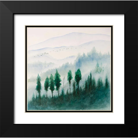 Landscape in watercolor Black Modern Wood Framed Art Print with Double Matting by Atelier B Art Studio