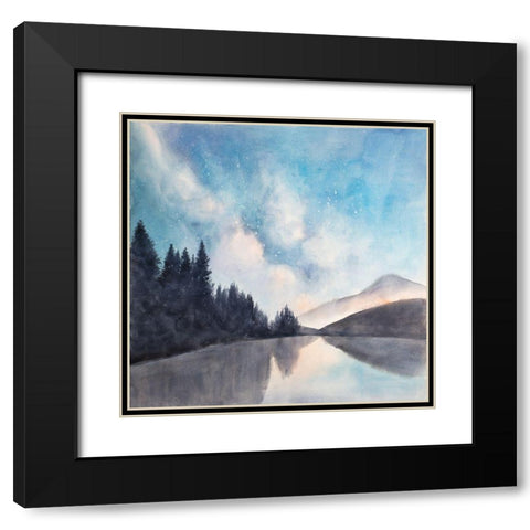 LAKEVIEW BY NIGHT Black Modern Wood Framed Art Print with Double Matting by Atelier B Art Studio