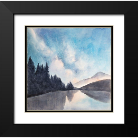 LAKEVIEW BY NIGHT Black Modern Wood Framed Art Print with Double Matting by Atelier B Art Studio