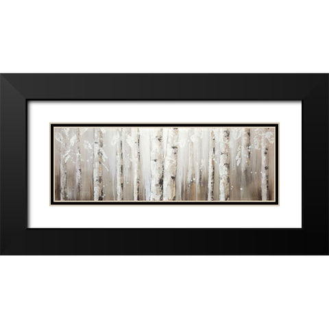WHITE BIRCHES ON GRAY BACKGROUND Black Modern Wood Framed Art Print with Double Matting by Atelier B Art Studio