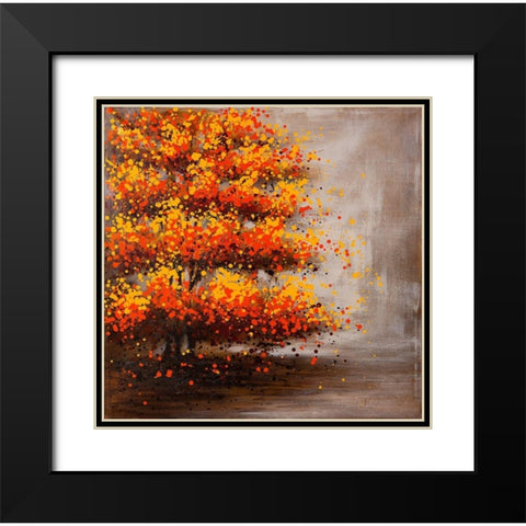 DOTTED TREE Black Modern Wood Framed Art Print with Double Matting by Atelier B Art Studio
