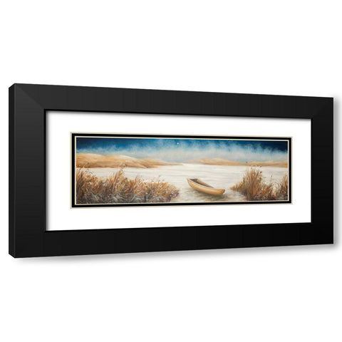 BOAT IN THE MIDDLE OF A SWAMP Black Modern Wood Framed Art Print with Double Matting by Atelier B Art Studio