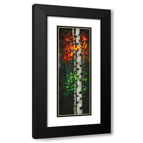 BIRCH WITH TWO-TONE LEAVES Black Modern Wood Framed Art Print with Double Matting by Atelier B Art Studio