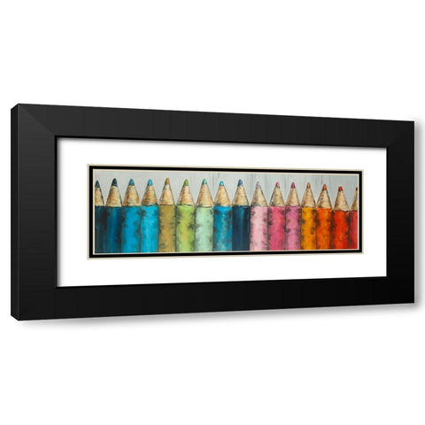 Colouring Pencils Black Modern Wood Framed Art Print with Double Matting by Atelier B Art Studio