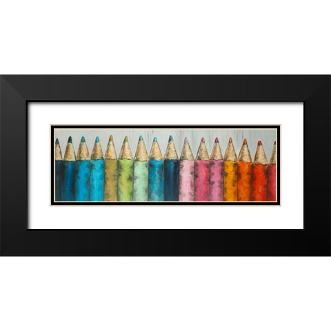 Colouring Pencils Black Modern Wood Framed Art Print with Double Matting by Atelier B Art Studio
