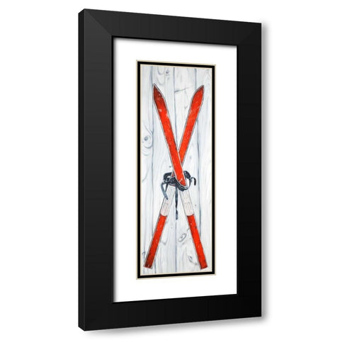 Vintage Red Ski Black Modern Wood Framed Art Print with Double Matting by Atelier B Art Studio